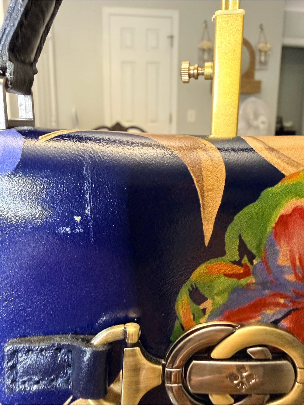Patricia Nash Multicolor Floral Navy Top-Handle Satchel - Picture 4 of 7